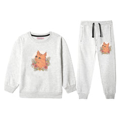 CUTE CAT JUNIOR GIRLS OATMEAL COLOR TRACK SUIT