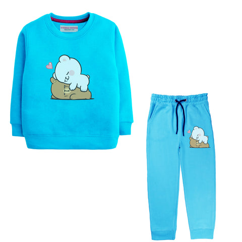 MILK & MOCHA SKY BLUE COLOR GIRLS TERYY FABRIC TRACK SUIT