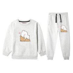 MOCHA & MILK JUNIOR GIRLS OATMEAL COLOR TRACK SUIT