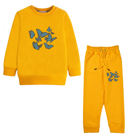 MUSTERED BUTTERFLY GIRLS FLEECE TRACK SUIT