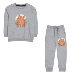 CUTE CAT JUNIOR GIRLS GREY HEADER COLOR TRACK SUIT