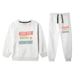 FIND THE BEAUTY JUNIOR GIRLS OATMEAL COLOR TRACK SUIT