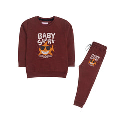 BABY SHARK JUNIOR BOY BURGUNDY COLOR TRACK SUIT