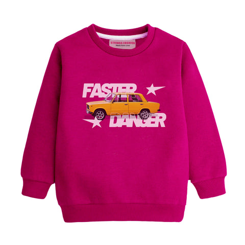 FASTER DANGER RED COLOR BOYS LONG SLEEVE SWEAT-SHIRT