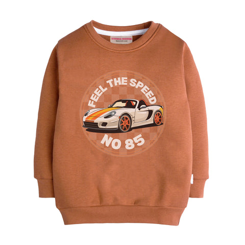 FEEL THE SPEED LIGHT BROWN COLOR BOYS LONG SLEEVE SWEAT-SHIRT