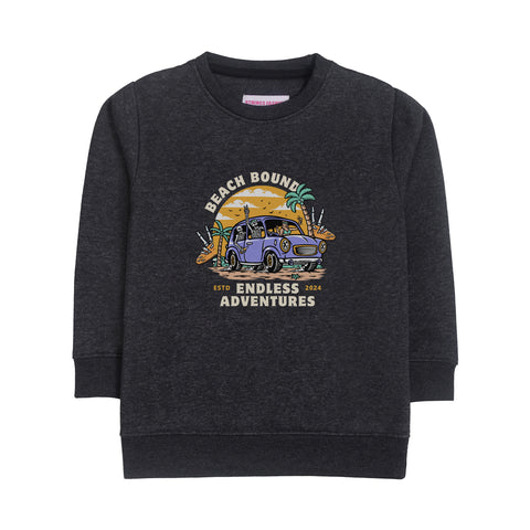 Beach Bound Charcoal Boys Long Sleeve Sweat-Shirt