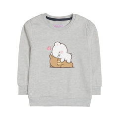 MILK & MOCHA GIRLS OATMEAL SHADE FLEECE SWEAT-SHIRT