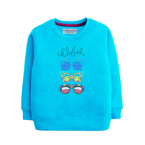 CHILLUM GIRLS SKY BLUE SHADE TERYY FABRIC SWEAT-SHIRT