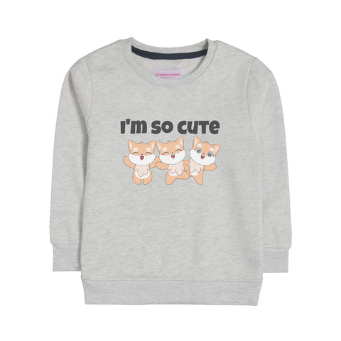 I'M SO CUTE GIRLS OATMEAL SHADE FLEECE SWEAT-SHIRT