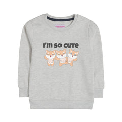 I'M SO CUTE GIRLS OATMEAL SHADE FLEECE SWEAT-SHIRT