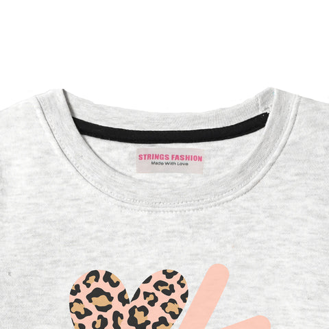 LOVE JUNIOR GIRLS OATMEAL COLOR TRACK SUIT