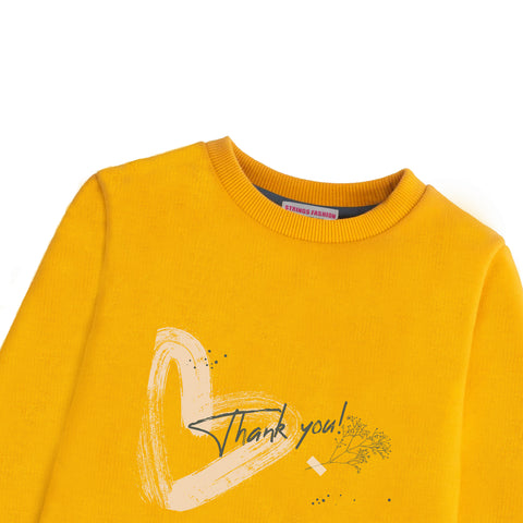 GIRLS ORANGE SHADE FLEECE SWEAT SHIRT HEART