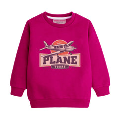 PLANE RED COLOR BOYS LONG SLEEVE SWEAT-SHIRT