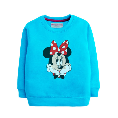 MINNIE GIRLS SKY BLUE SHADE TERYY FABRIC SWEAT-SHIRT