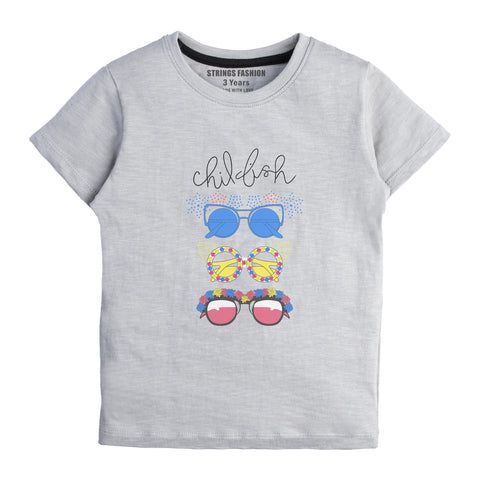 GREY PRINTED CHILLIUM GIRLS T.SHIRT
