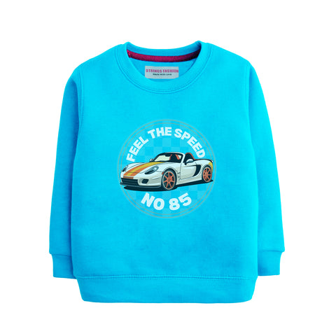 Feel The Speed Sky Blue Color Boys TERYY FABRIC Sweat-Shirt