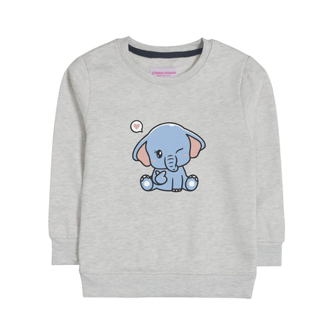 BABY ELEPHANT GIRLS OATMEAL SHADE FLEECE SWEAT-SHIRT
