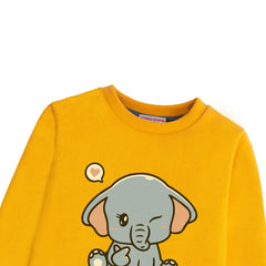 LITTLE ELEPHENT GIRLS ORANGE SHADE FLEECE SWEAT SHIRT