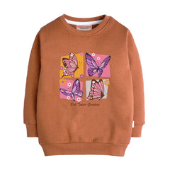 FOUR BUTTERFLIES LIGHT BROWN GIRLS LONG SLEEVE SWEAT-SHIRT