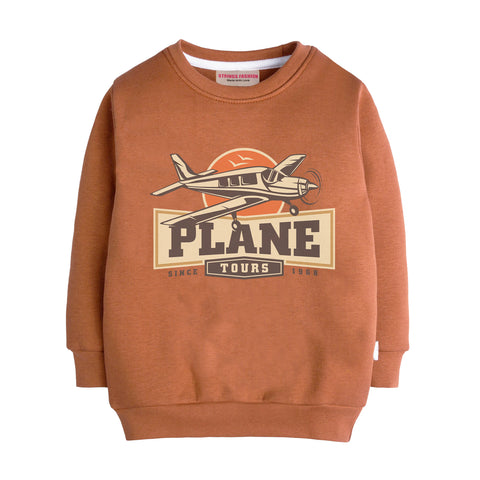 PLANE LIGHT BROWN COLOR BOYS LONG SLEEVE SWEAT-SHIRT