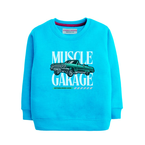 MUSCLE GARAGE SKY BLUE COLOR BOYS TERYY FABRIC SWEAT-SHIRT