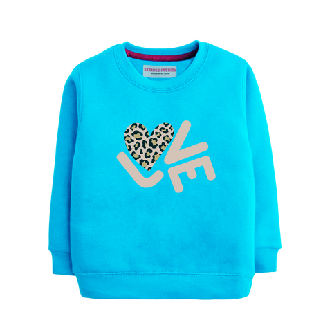 LOVE GIRLS SKY BLUE SHADE TERYY FABRIC SWEAT-SHIRT