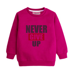 NEVER GIVE UP RED GIRLS LONG SLEEVE SWEAT-SHIRT