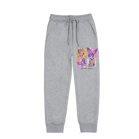 BUTTERFLY JUNIOR GIRLS GREY HEADER COLOR FLEECE TRACK SUIT