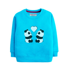 PANDA GIRLS SKY BLUE SHADE FLEECE SWEAT-SHIRT