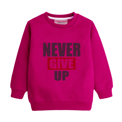 NEVER GIVE UP RED COLOR BOYS LONG SLEEVE SWEAT-SHIRT