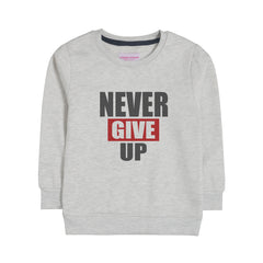 NEVER GIVE UP OATMEAL BOYS LONG SLEEVE SWEAT-SHIRT