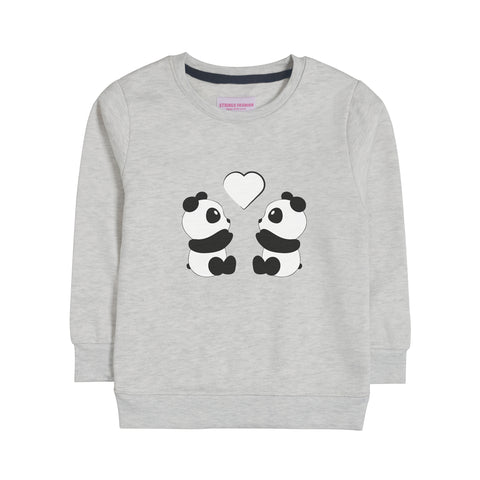 PANDA GIRLS OATMEAL SHADE FLEECE SWEAT-SHIRT