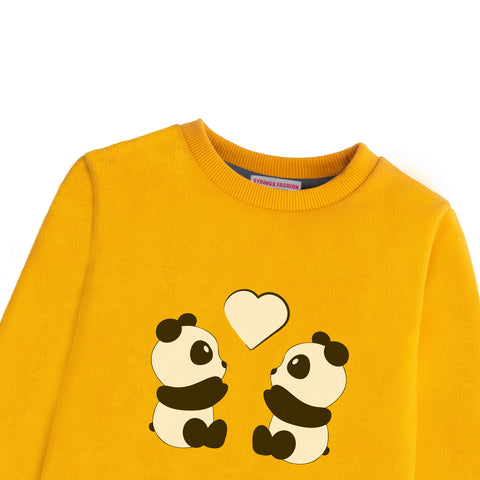 PANDA GIRLS ORANGE SHADE FLEECE SWEAT SHIRT