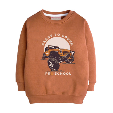 READY TO CRUSH LIGHT BROWN COLOR BOYS LONG SLEEVE SWEAT-SHIRT