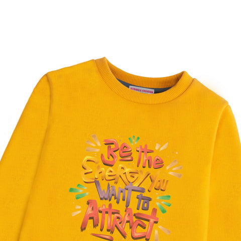 GIRLS ORANGE SHADE FLEECE SWEAT SHIRT BE ENERGITIC