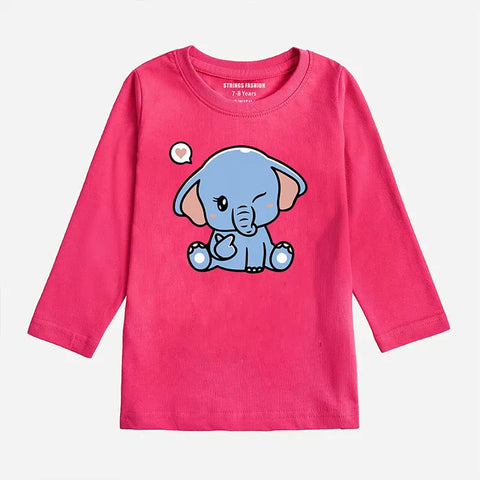 BABY ELEPHANT PARADISE PINK GIRLS LONG SLEEVE T-SHIRT