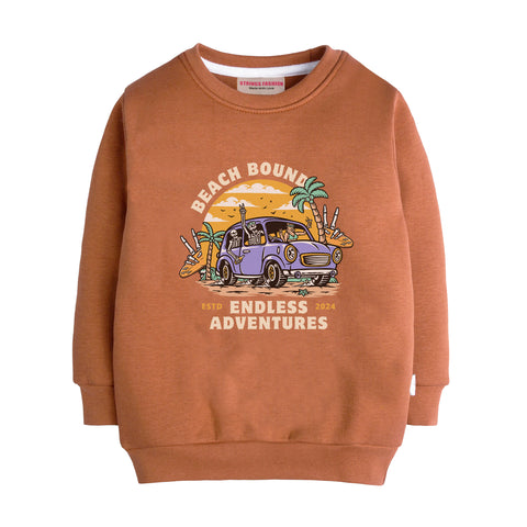BEACH BOUND LIGHT BROWN COLOR BOYS LONG SLEEVE FLEECE SWEAT-SHIRT