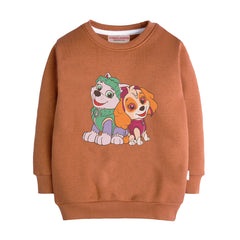 Paw Light Brown Girls Long Sleeve Sweat-Shirt