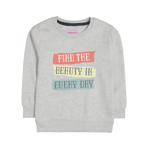 FIND THE BEAUTY GIRLS OATMEAL SHADE FLEECE SWEAT-SHIRT