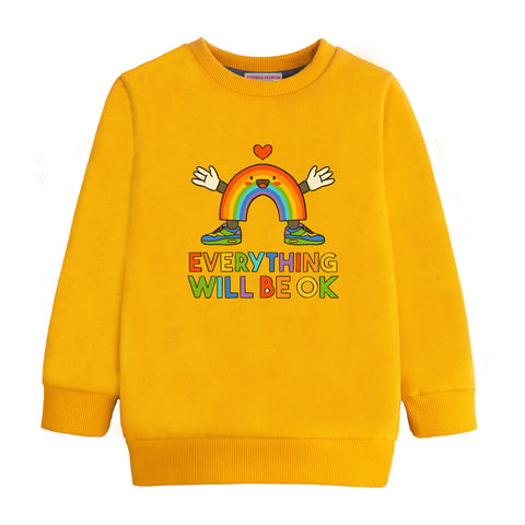 EVERYTHING WILL BE OK PRINTED FLEECE MUSTERED SWEATSHIRT