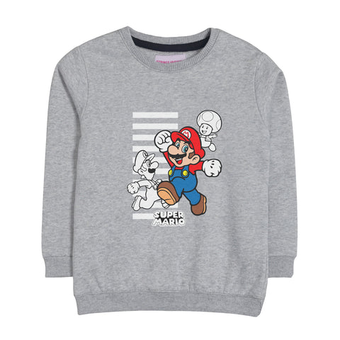 SUPER MARIO GREY HEADER BOYS SWEAT-SHIRT