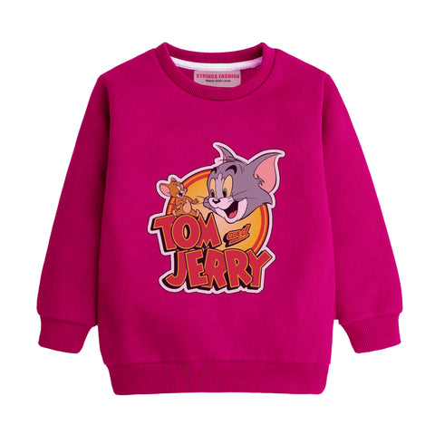 TOM & JERRY RED GIRLS LONG SLEEVE SWEAT-SHIRT