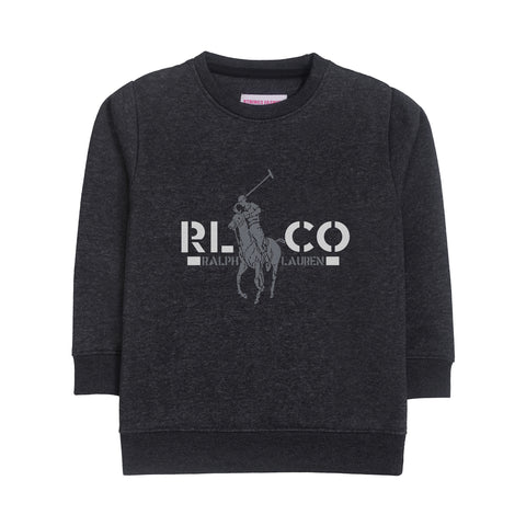 RALPH POLO CHARCOAL BOYS LONG SLEEVE SWEAT-SHIRT