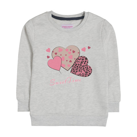 SWEET TIME GIRLS OATMEAL SHADE FLEECE SWEAT-SHIRT