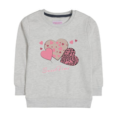 SWEET TIME GIRLS OATMEAL SHADE FLEECE SWEAT-SHIRT