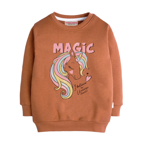 Magic Light Brown Girls Long Sleeve Sweat-Shirt