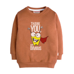 THANK YOU LIGHT BROWN COLOR BOYS LONG SLEEVE SWEAT-SHIRT