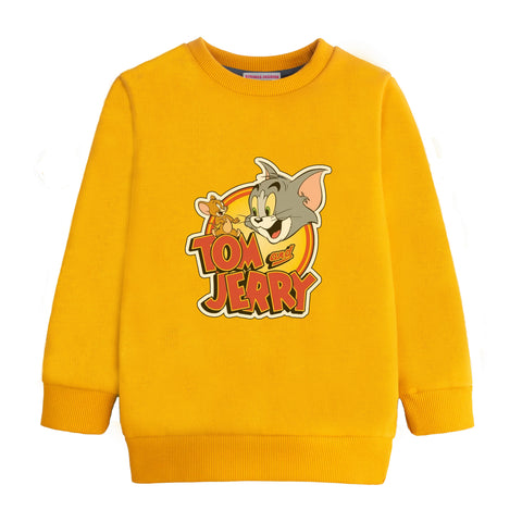 TOM & JERRY GIRLS ORANGE SHADE FLEECE SWEAT-SHIRT