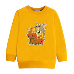 TOM & JERRY GIRLS ORANGE SHADE FLEECE SWEAT-SHIRT