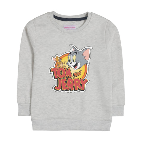 TOM AND JERRY GIRLS OATMEAL SHADE FLEECE SWEAT-SHIRT